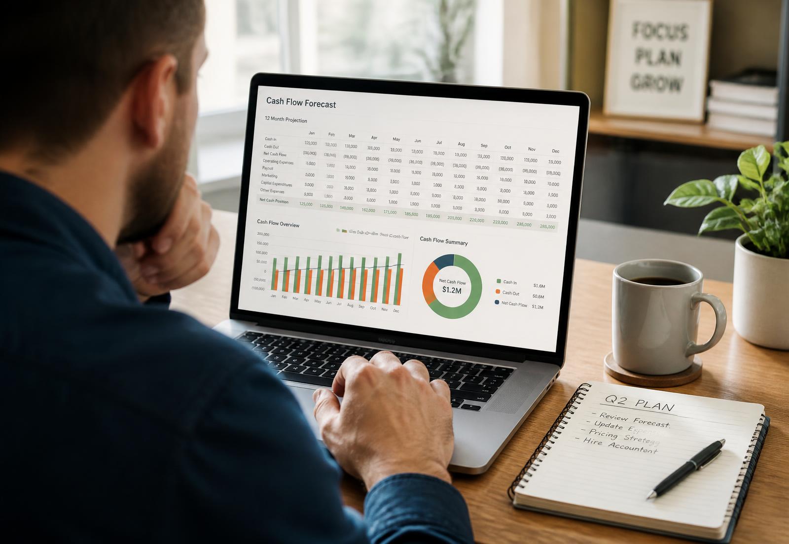 A business owner reviewing growth forecasts